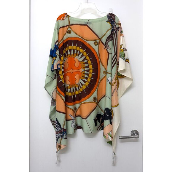 NEW Tory Burch Carousel Beach Caftan Top Cover Up Tunic Peach Orange Animal M - Picture 10 of 14